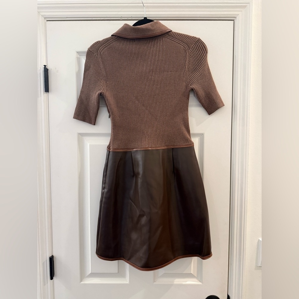 Jonathan Simkhai Ettalyn Mini Dress Chocolate Brown Leather Womens size small - Picture 6 of 10